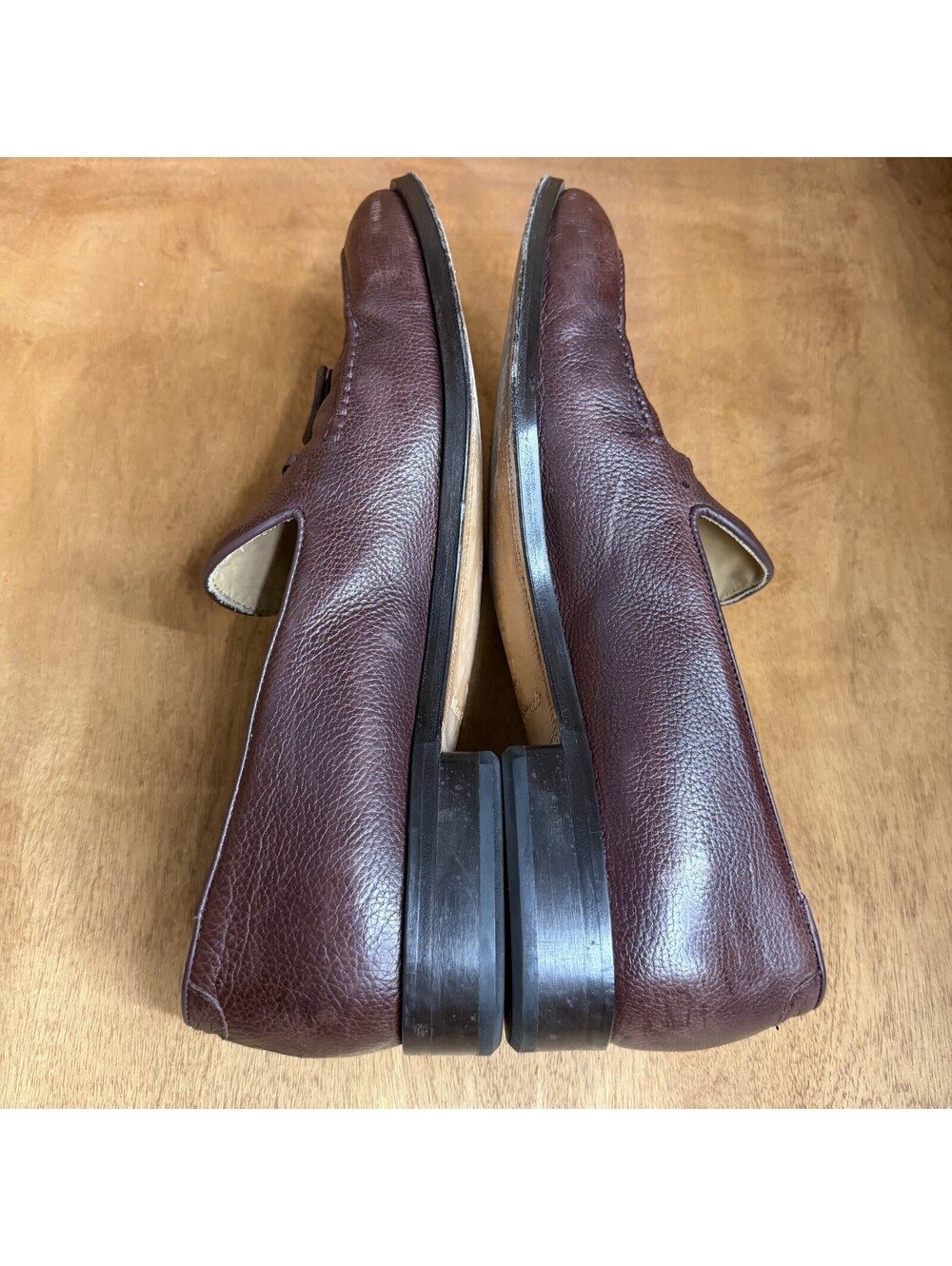 Allen Edmonds Perugia Tassel Loafers Mens 11 D Burgundy Pebbled Leather Shoes - Picture 6 of 11
